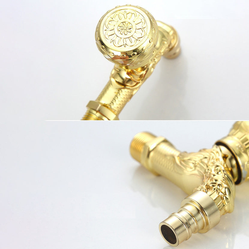 Vintage Classic Sink Faucet Zinc Single Handle Dragon Embossing Wall Mounted Faucet