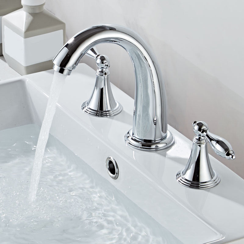Glam Style Faucet Widespread Sink Faucet with 2 Handles and 3 Holes