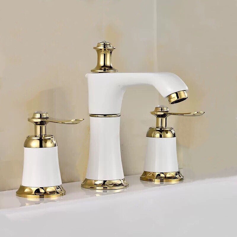 Glam Style Faucet Widespread Sink Faucet with 2 Handles and 3 Holes