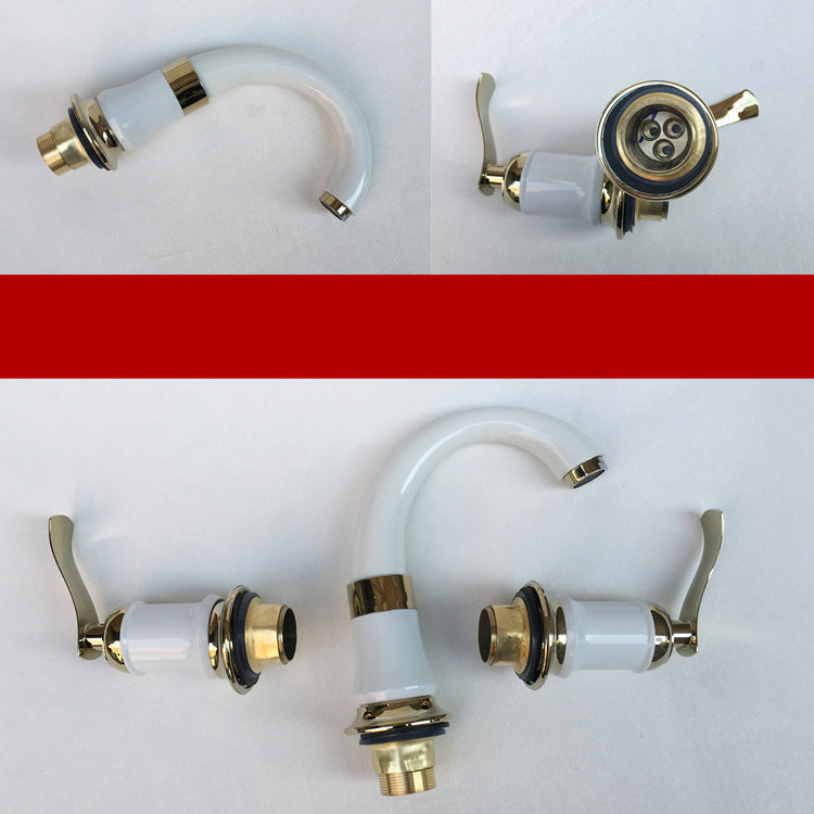 Glam Style Faucet Widespread Sink Faucet with 2 Handles and 3 Holes