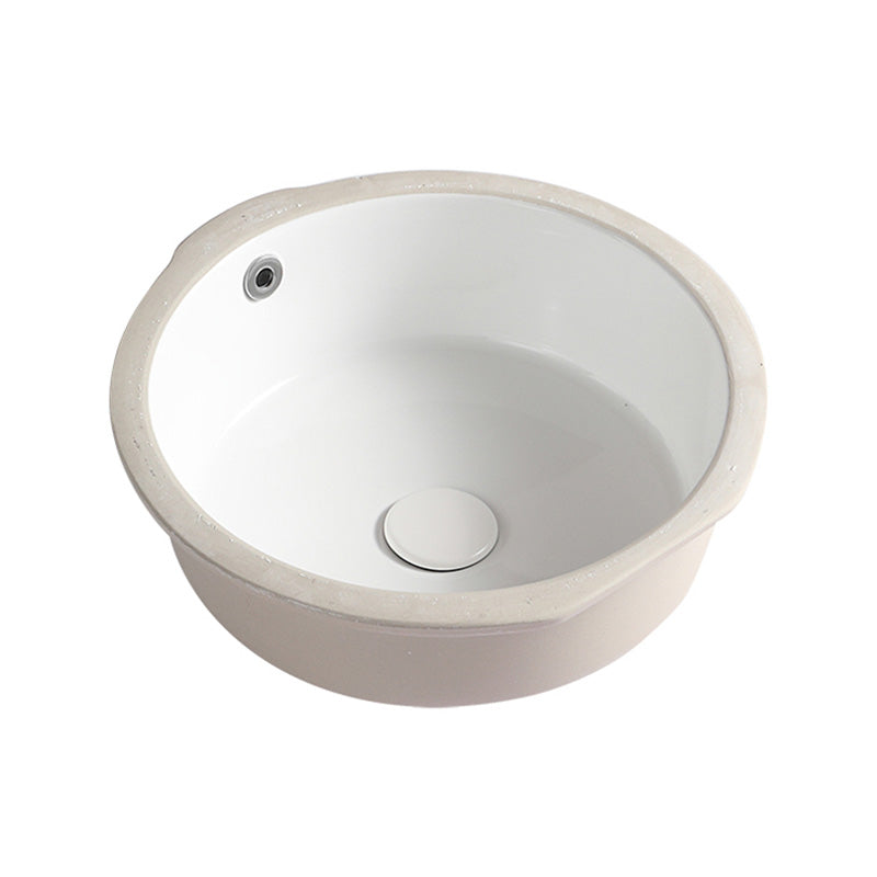 Contemporary Bathroom Sink Porcelain Round Undermount Bathroom Sink with Pop-Up Drain