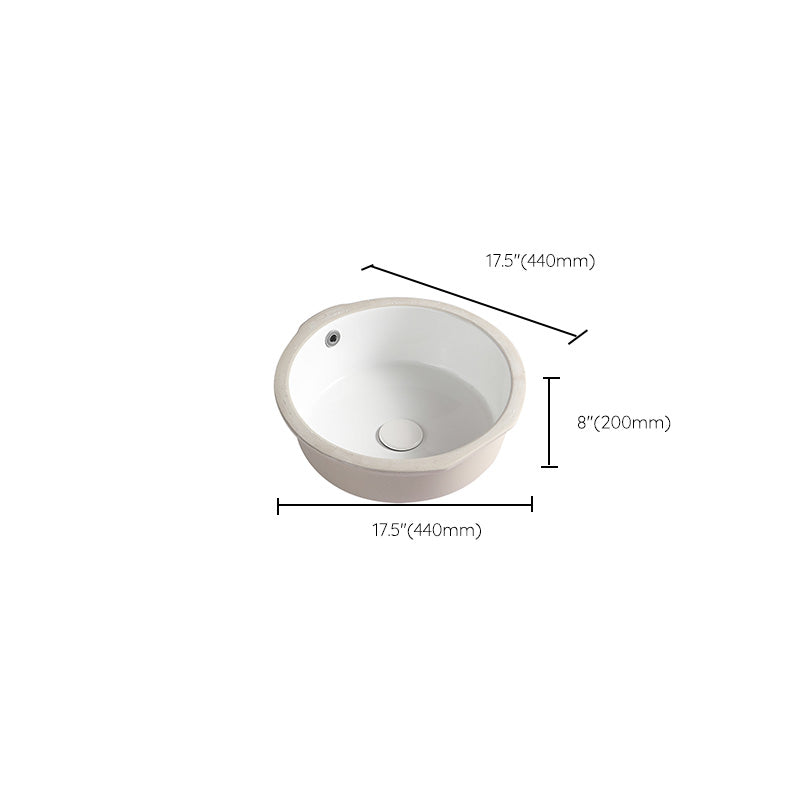 Contemporary Bathroom Sink Porcelain Round Undermount Bathroom Sink with Pop-Up Drain