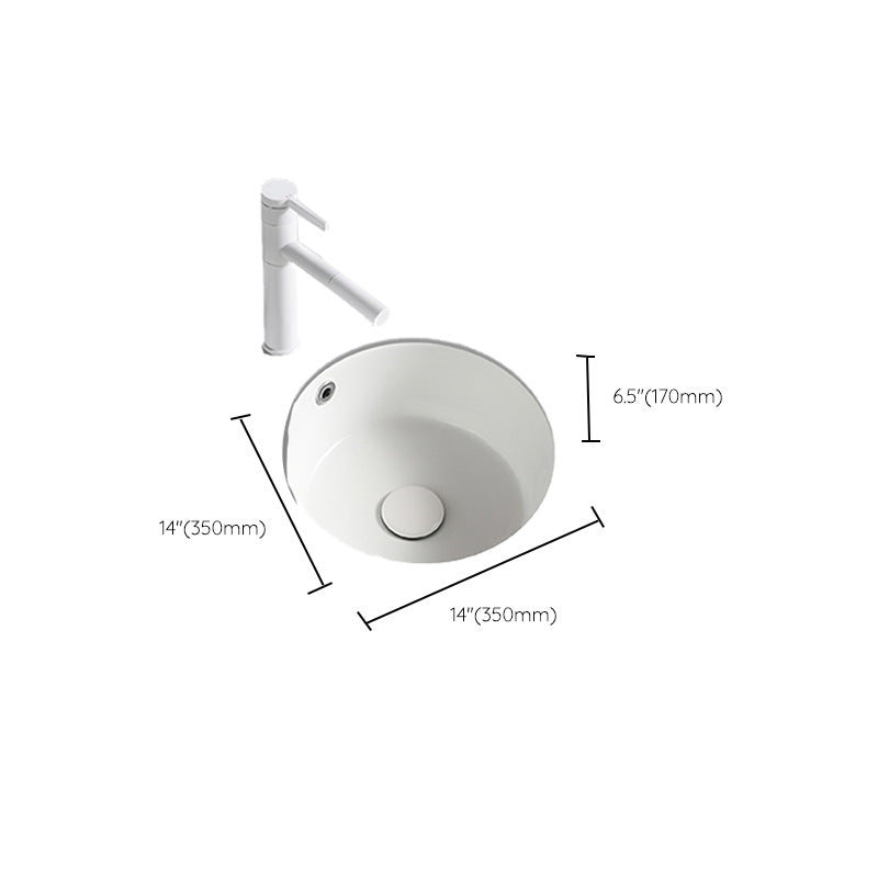 Contemporary Bathroom Sink Porcelain Round Undermount Bathroom Sink with Pop-Up Drain