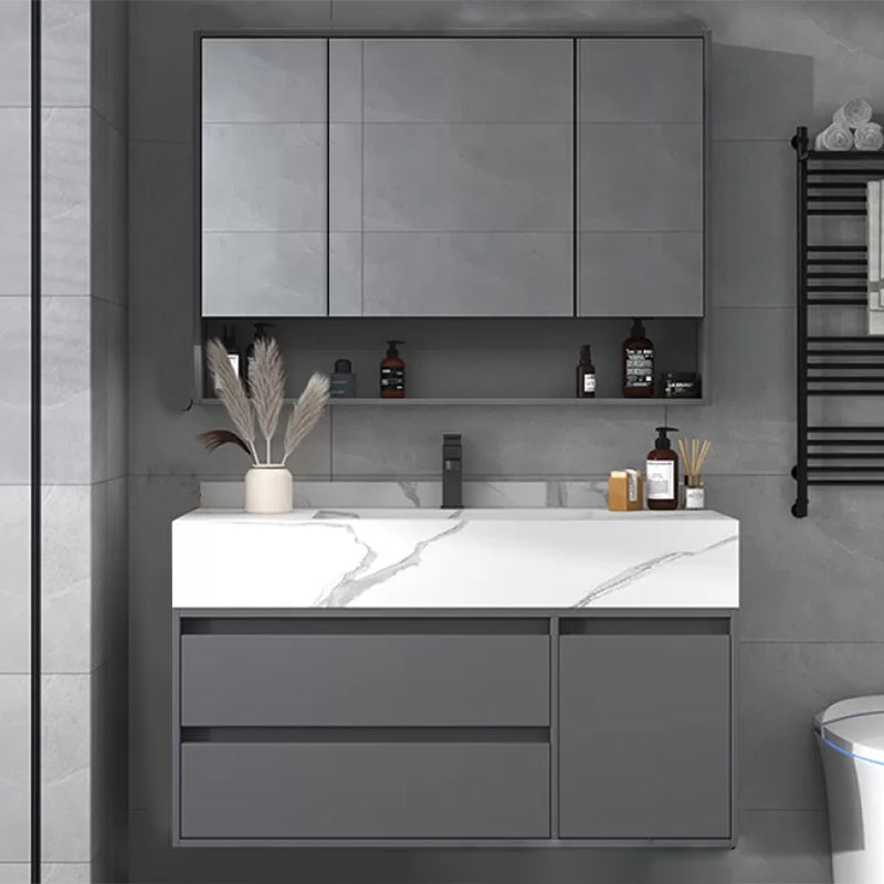 Modern Bathroom Vanity Set Mirror Included Rectangular Sink Drawer Sink Vanity