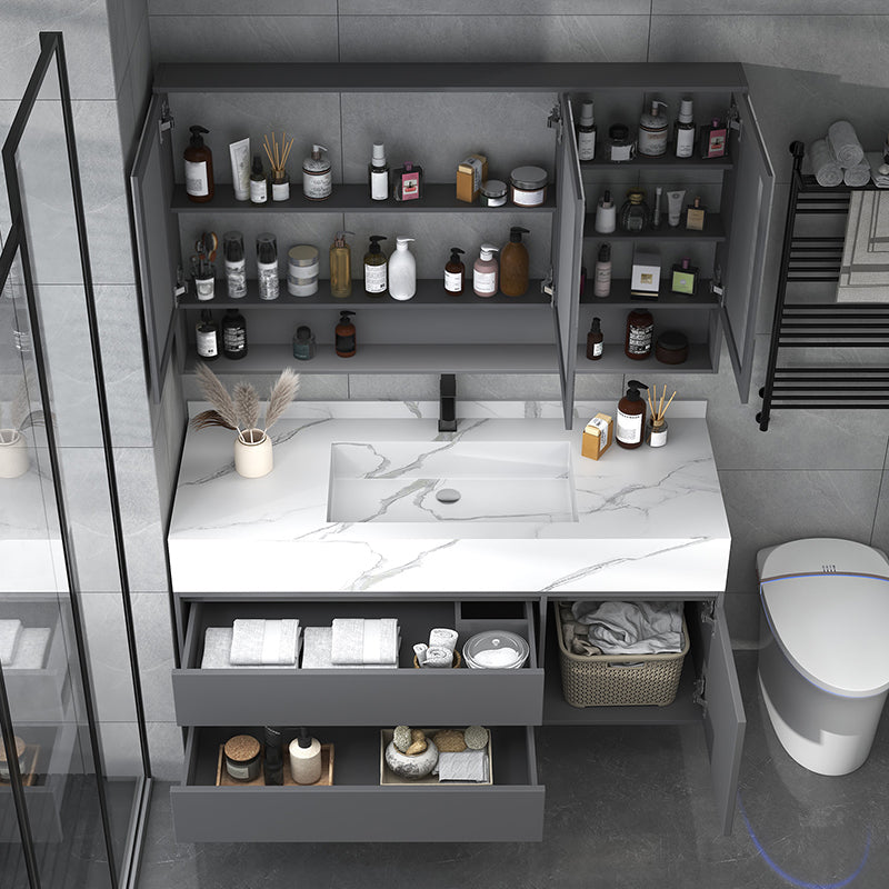 Modern Bathroom Vanity Set Mirror Included Rectangular Sink Drawer Sink Vanity