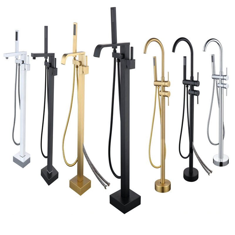 Floor Mounted Metal Freestanding Tub Filler 1 Handle Freestanding Bathtub Faucet