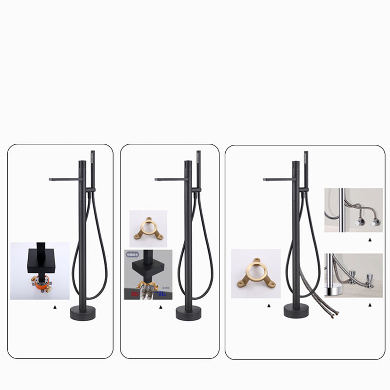 Floor Mounted Metal Freestanding Tub Filler High Arc Freestanding Bathtub Faucet