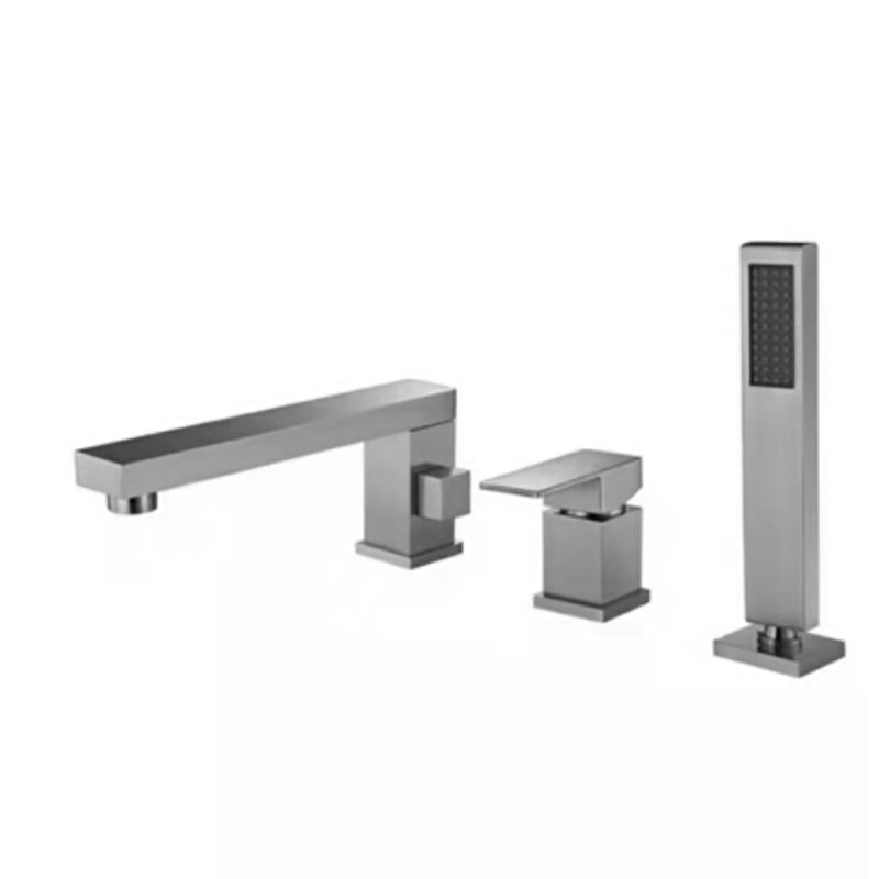 Modern Deck Mounted Copper Roman Tub Faucet Low Arc Tub Faucet Set