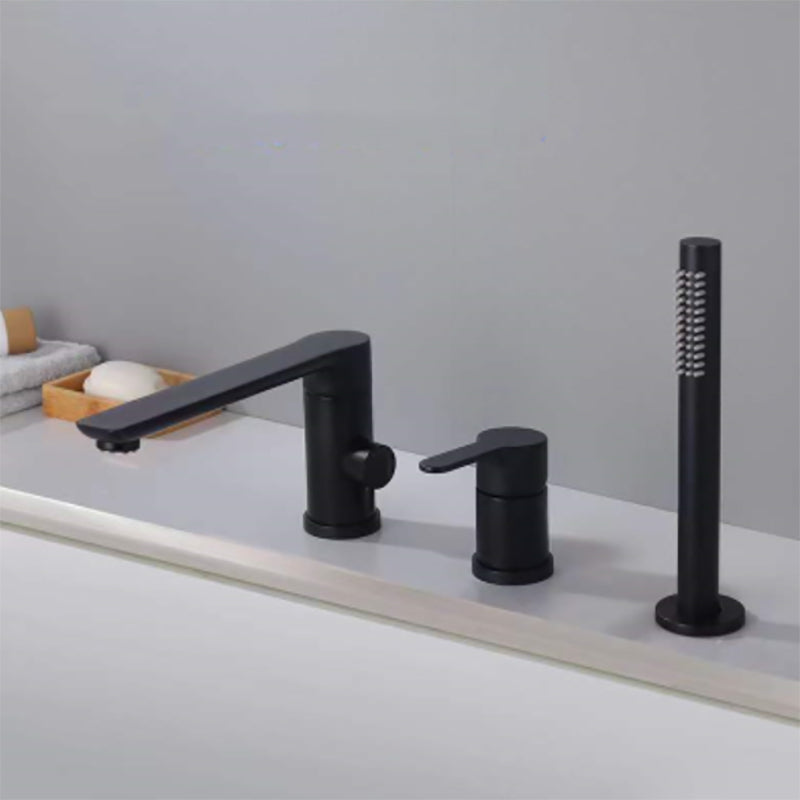 Modern Deck Mounted Copper Roman Tub Faucet Low Arc Tub Faucet Set