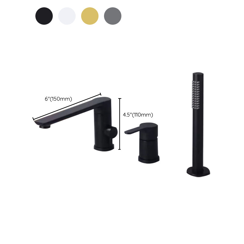 Modern Deck Mounted Copper Roman Tub Faucet Low Arc Tub Faucet Set