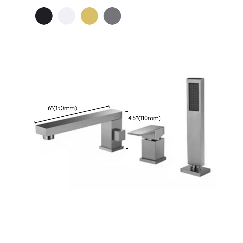 Modern Deck Mounted Copper Roman Tub Faucet Low Arc Tub Faucet Set