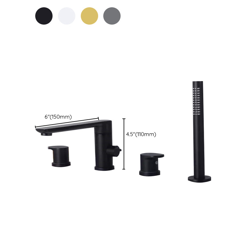 Modern Deck Mounted Copper Roman Tub Faucet Low Arc Tub Faucet Set