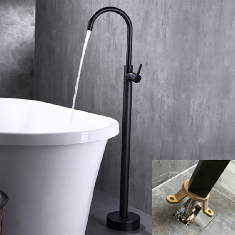 Modern Floor Mounted High Arc Freestanding Tub Filler Metal Freestanding Tub Filler Trim