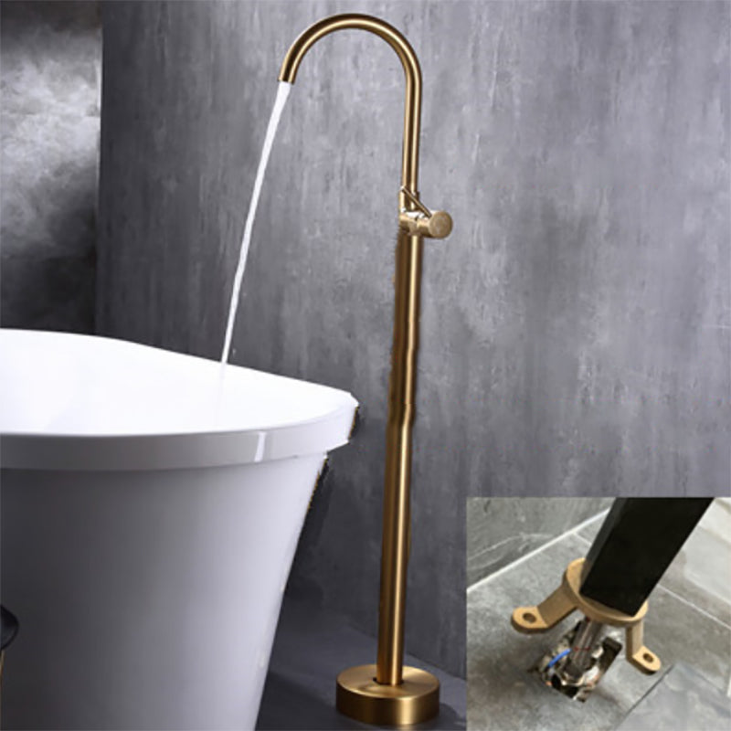 Modern Floor Mounted High Arc Freestanding Tub Filler Metal Freestanding Tub Filler Trim