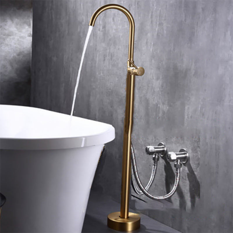 Modern Floor Mounted High Arc Freestanding Tub Filler Metal Freestanding Tub Filler Trim