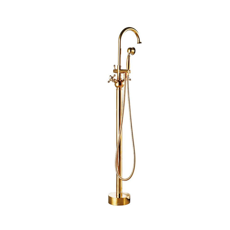 Traditional Floor Mounted Metal Freestanding Tub Filler High Arc Freestanding Faucet