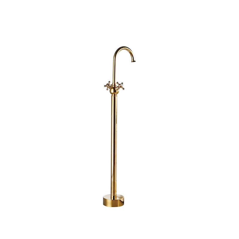 Traditional Floor Mounted Metal Freestanding Tub Filler High Arc Freestanding Faucet