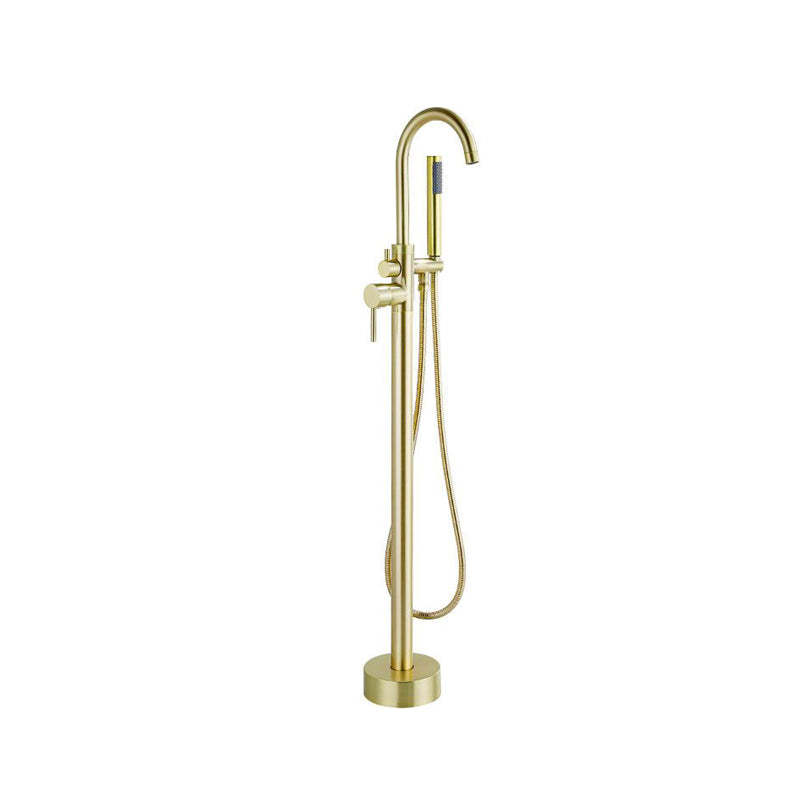 Traditional Floor Mounted Metal Freestanding Tub Filler High Arc Freestanding Faucet