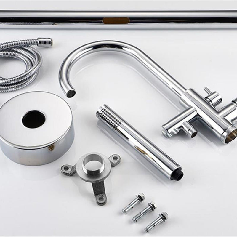 Traditional Floor Mounted Metal Freestanding Tub Filler High Arc Freestanding Faucet