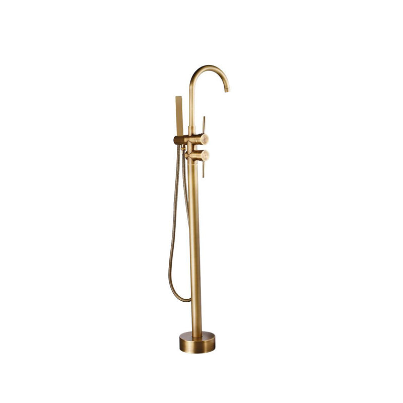 Traditional Floor Mounted Metal Freestanding Tub Filler High Arc Freestanding Faucet