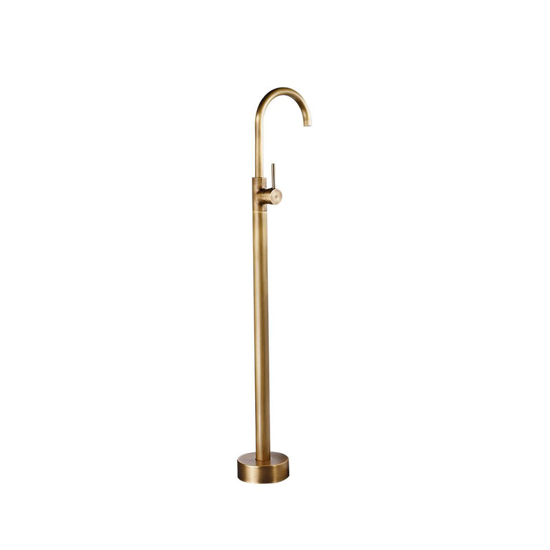 Traditional Floor Mounted Metal Freestanding Tub Filler High Arc Freestanding Faucet