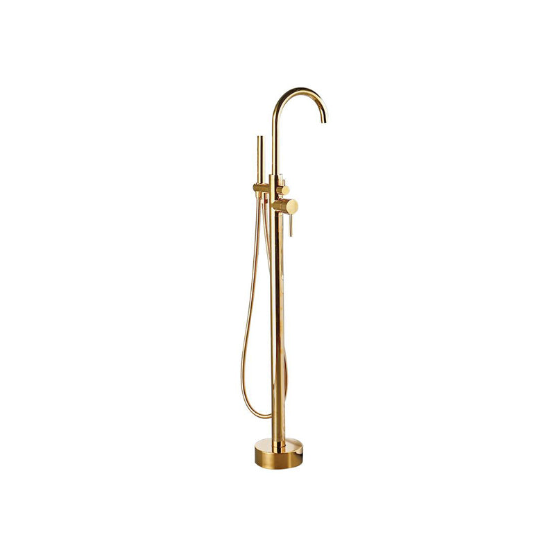 Traditional Floor Mounted Metal Freestanding Tub Filler High Arc Freestanding Faucet