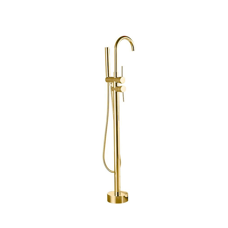 Traditional Floor Mounted Metal Freestanding Tub Filler High Arc Freestanding Faucet