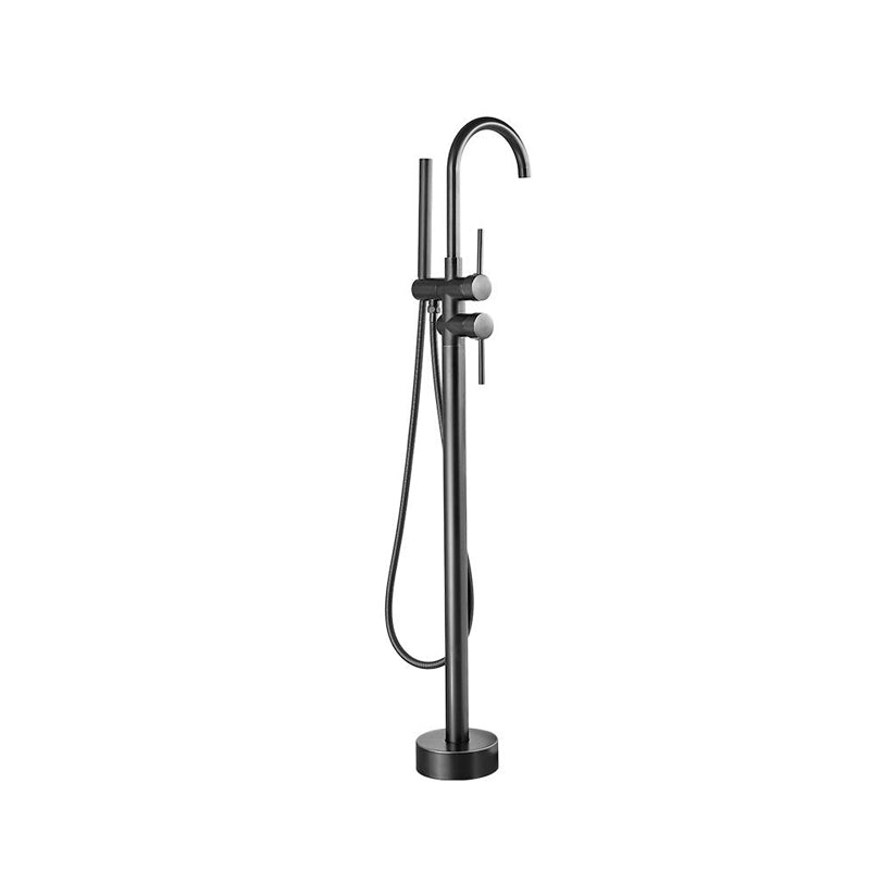 Traditional Floor Mounted Metal Freestanding Tub Filler High Arc Freestanding Faucet