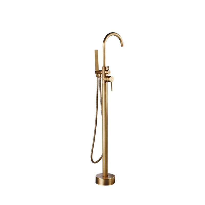 Traditional Floor Mounted Metal Freestanding Tub Filler High Arc Freestanding Faucet