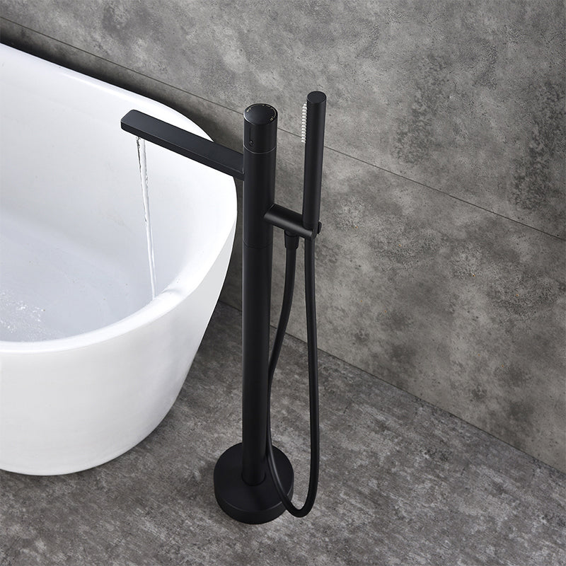Floor Mounted Metal Freestanding Tub Filler Swivel Nickel Freestanding Faucet
