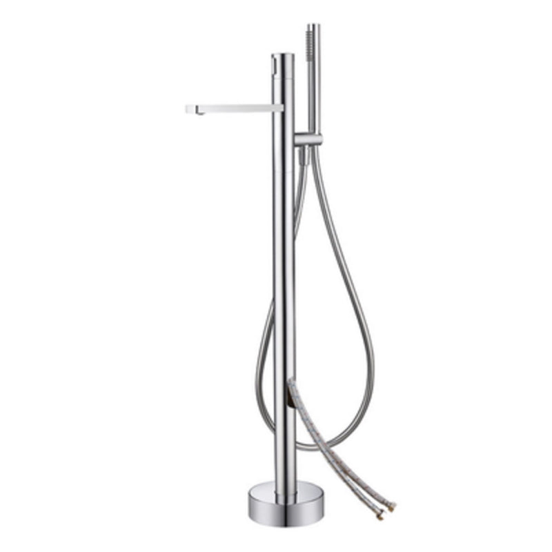 Floor Mounted Metal Freestanding Tub Filler Swivel Nickel Freestanding Faucet