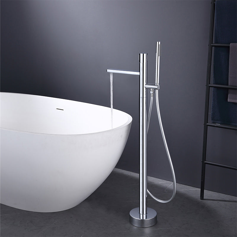 Floor Mounted Metal Freestanding Tub Filler Swivel Nickel Freestanding Faucet