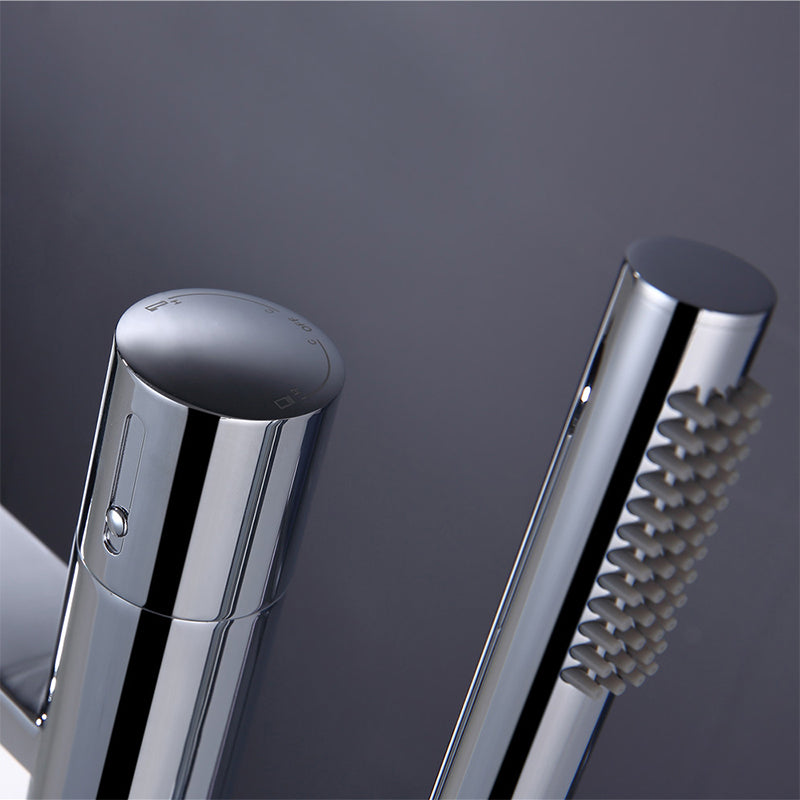 Floor Mounted Metal Freestanding Tub Filler Swivel Nickel Freestanding Faucet