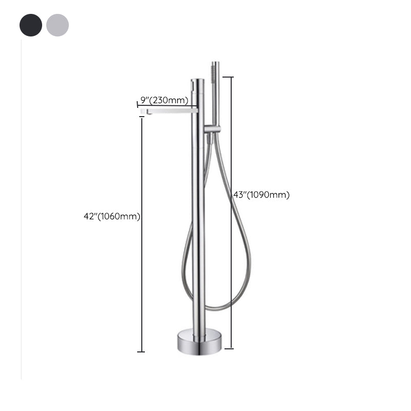 Floor Mounted Metal Freestanding Tub Filler Swivel Nickel Freestanding Faucet