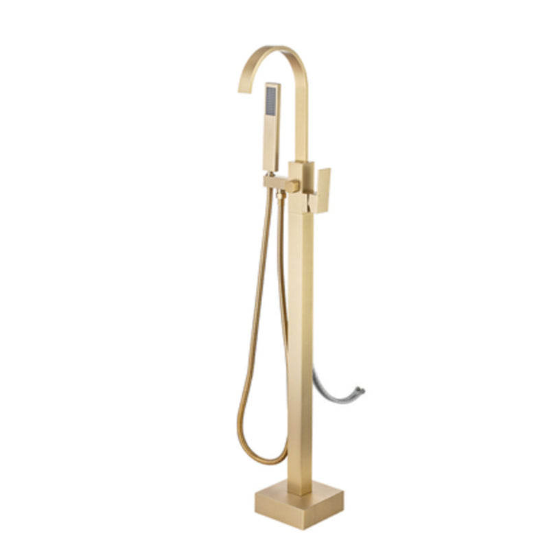 Floor Mounted High Arc Freestanding Tub Filler Copper Freestanding Tub Filler Trim