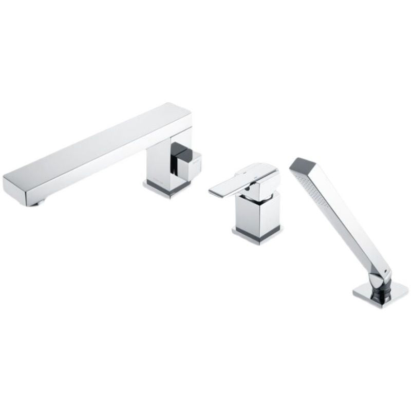 Deck Mounted Copper Roman Tub Faucet Low Arc Bathroom Tub Faucet Set