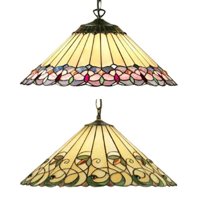 Barroque Cónica Down Lighting 1 Cabeza de arte rosa/verde Glass Glass Luz colgante suspendida