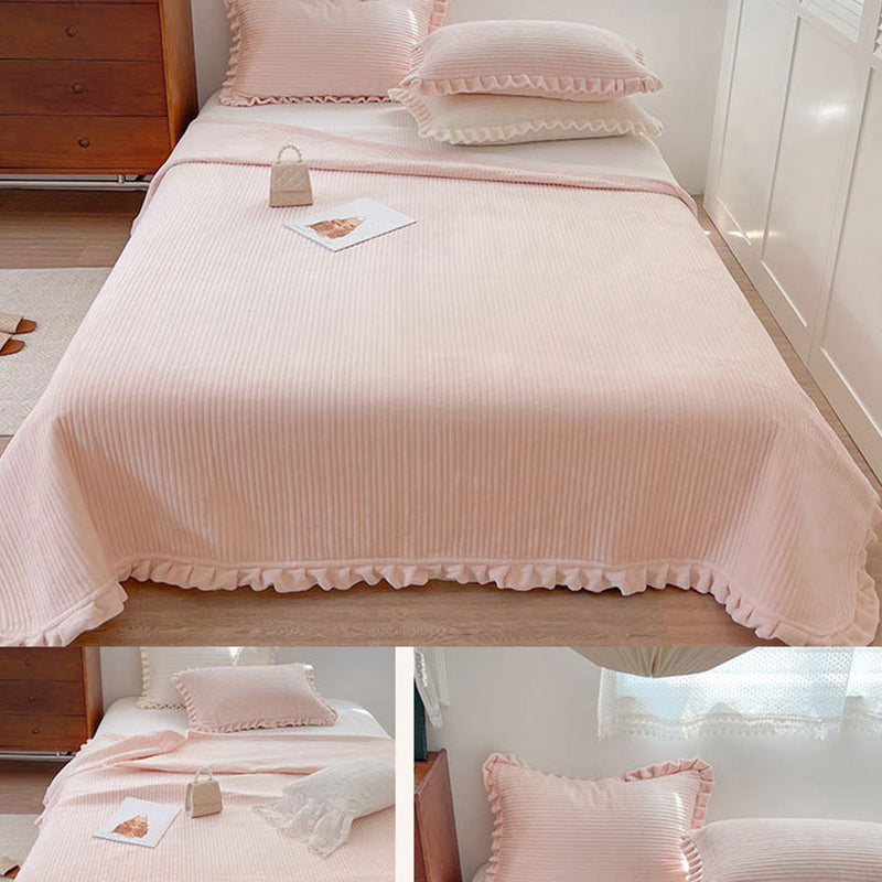 Soft Bed Sheet Set Breathable Solid Color Flannel Bed Sheet Set