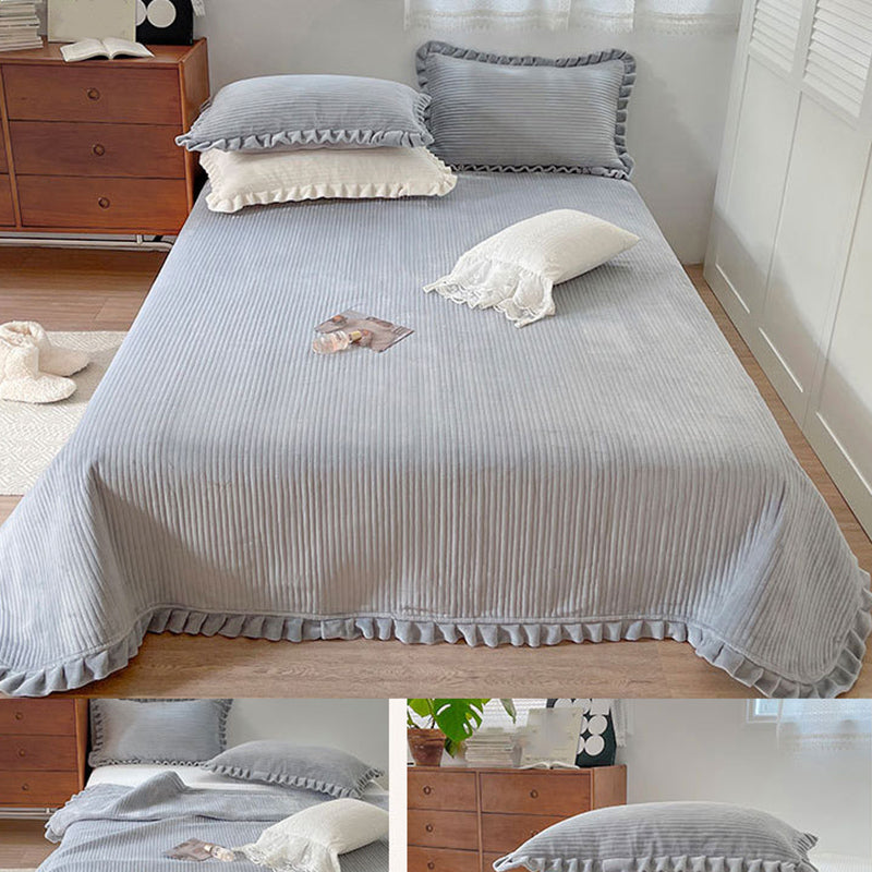 Soft Bed Sheet Set Breathable Solid Color Flannel Bed Sheet Set