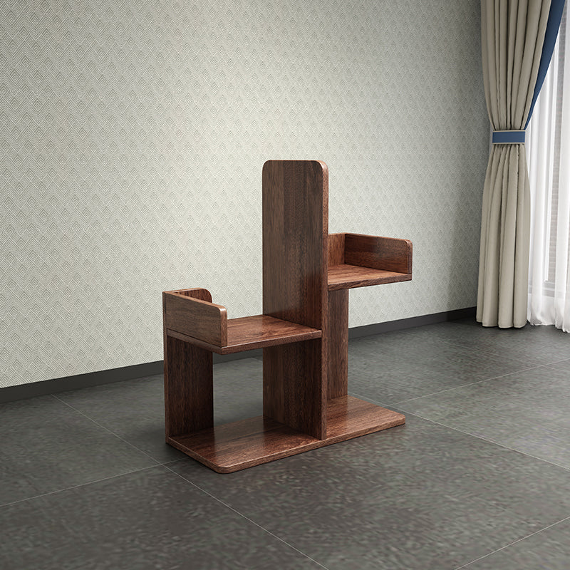 Modern Style Open Back Bookshelf Vertical Wooden Bookcase in Brown