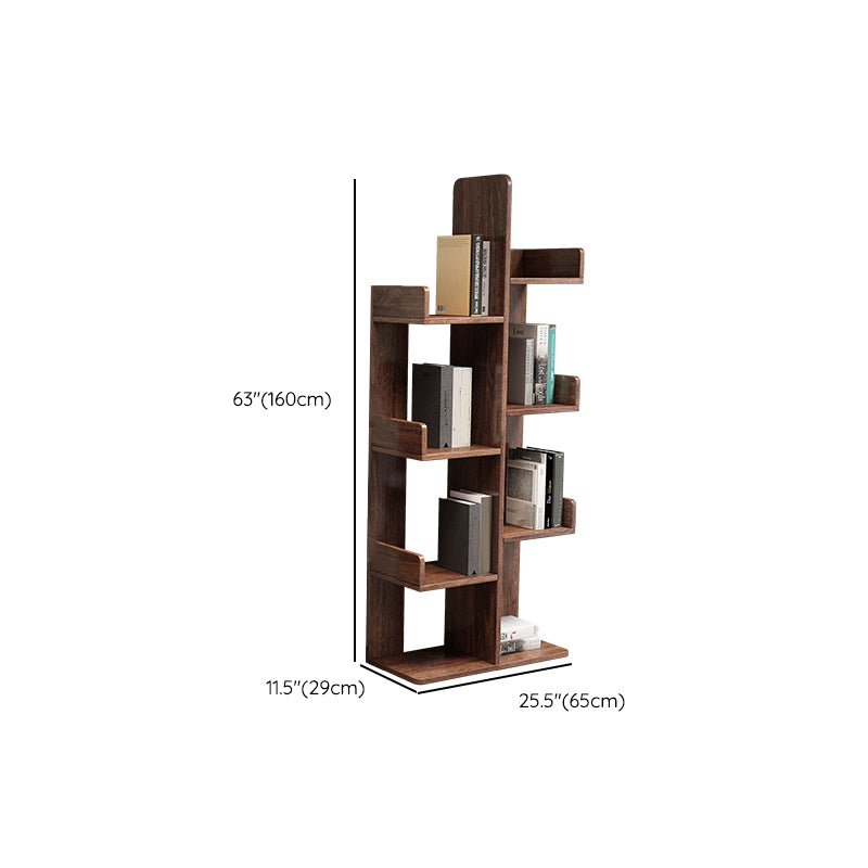 Modern Style Open Back Bookshelf Vertical Wooden Bookcase in Brown