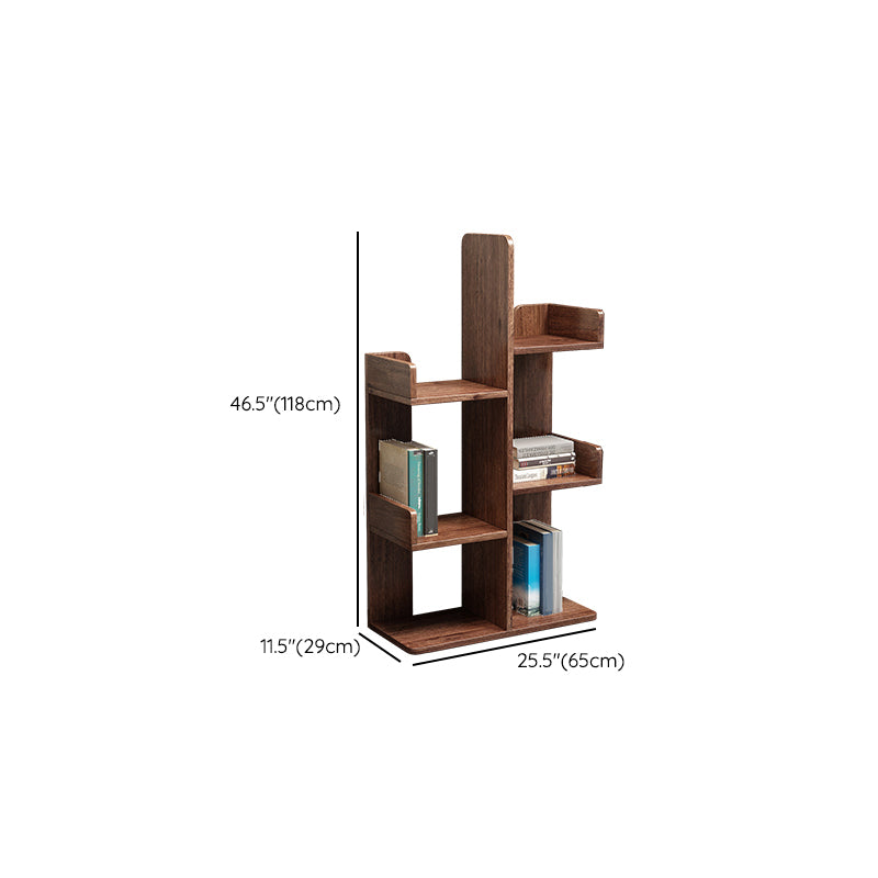 Modern Style Open Back Bookshelf Vertical Wooden Bookcase in Brown