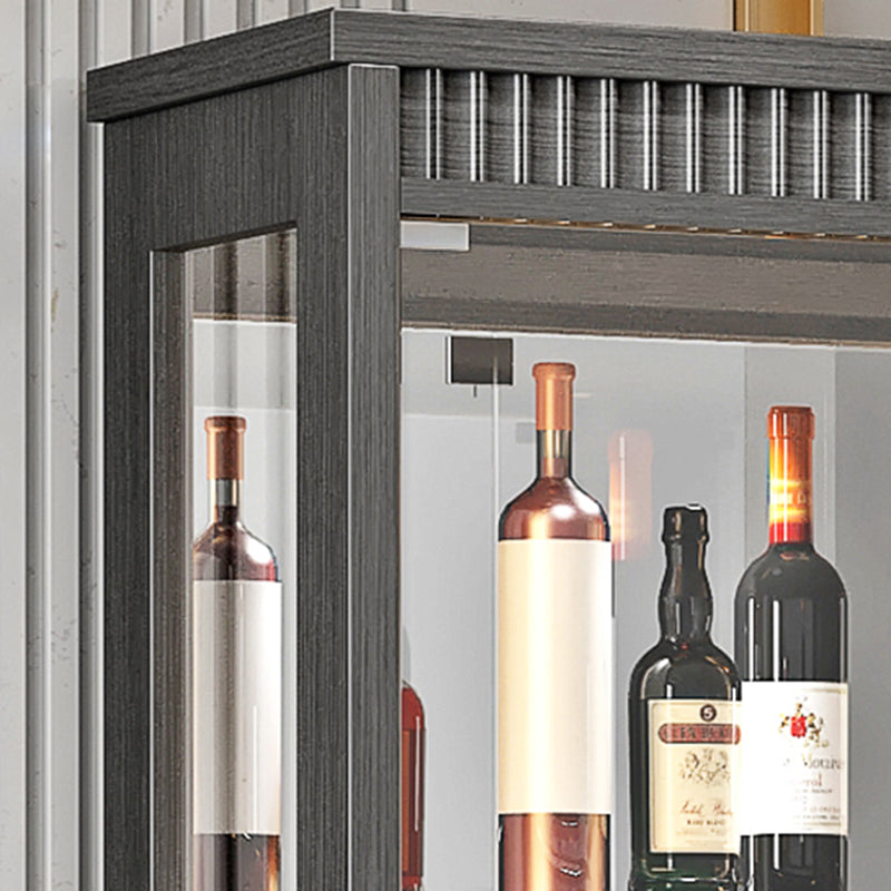 Contemporary Rubberwood Curio Cabinet Glass Doors Hutch Cabinet with Doors