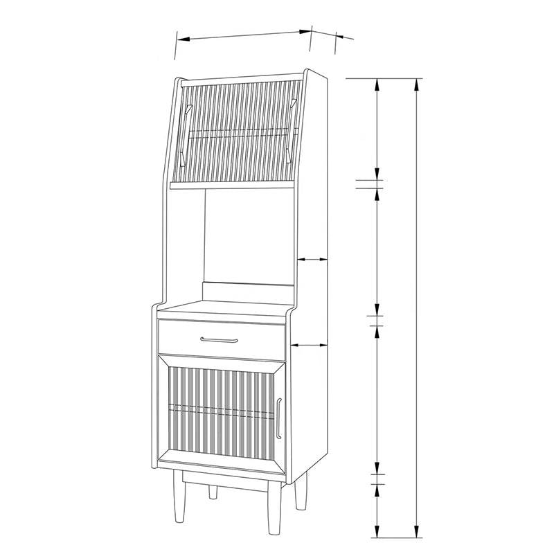Modern Dining Hutch Pine Display Cabinet with Doors for Dining Room