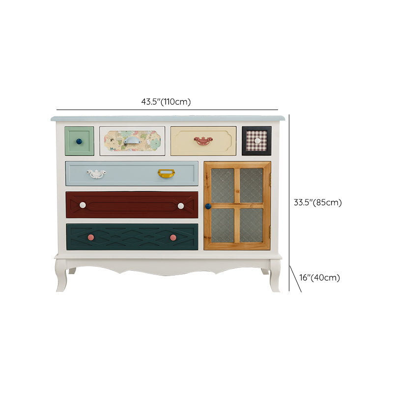 Coastal Storage Chest Dresser Manufactured Wood Dresser with Drawers and Doors
