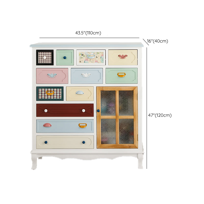 Coastal Storage Chest Dresser Manufactured Wood Dresser with Drawers and Doors