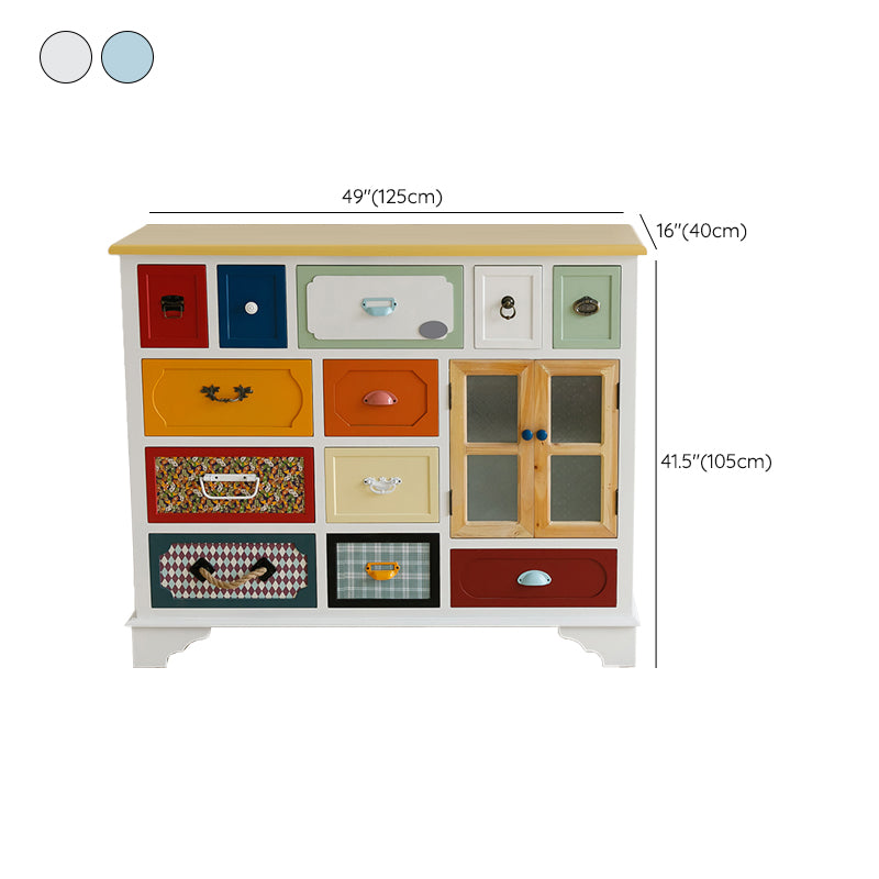 Coastal Storage Chest Dresser Manufactured Wood Dresser with Drawers and Doors