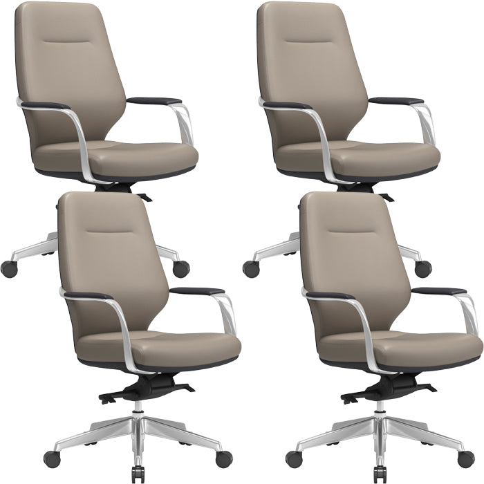 Modern Leather Swivel Chair Fixed Arms Ergonomic Office Chair
