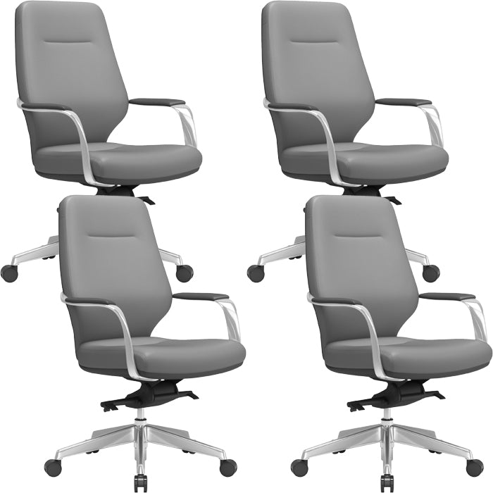 Modern Leather Swivel Chair Fixed Arms Ergonomic Office Chair