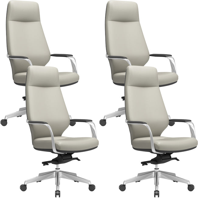 Modern Leather Swivel Chair Fixed Arms Ergonomic Office Chair